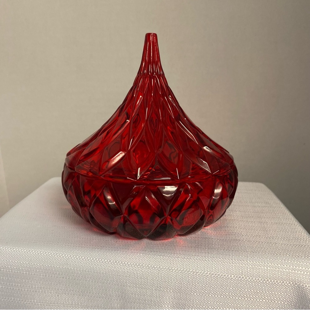 Shannon Designs of Ireland Red Lead Crystal Covered Candy Dish Vintage
